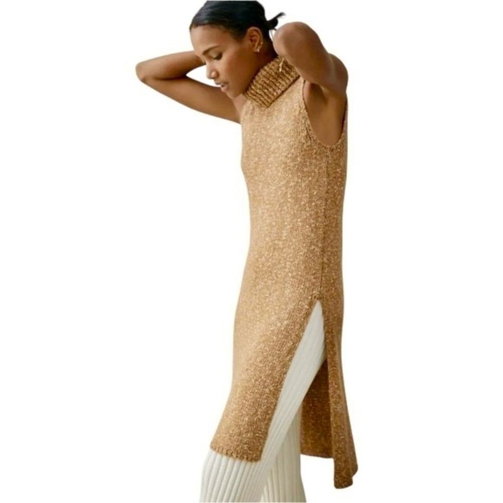 by Anthropologie Turtleneck Sleeveless High-Low Knit Sweater Dress size L - Picture 2 of 13